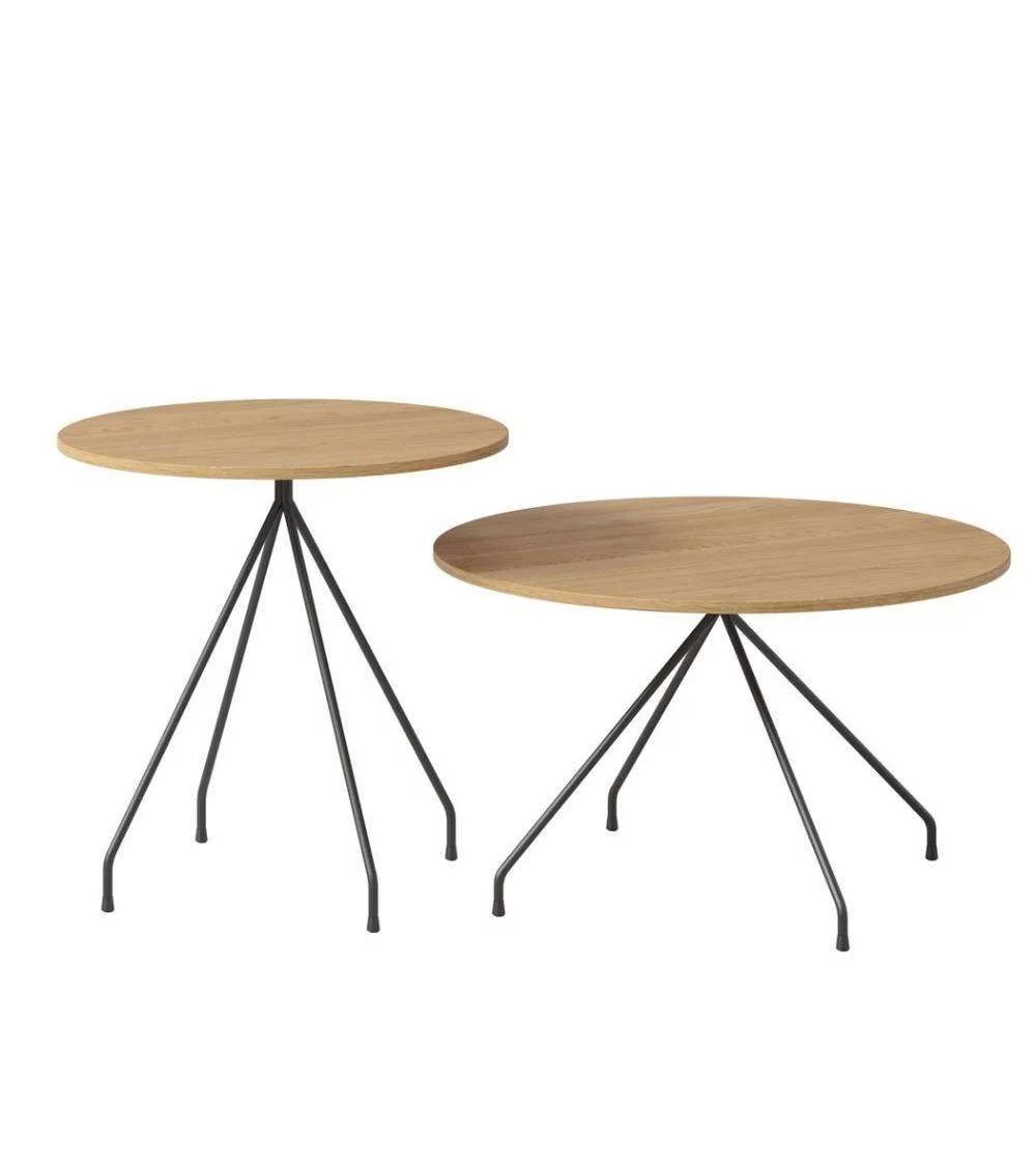 Set of 2 round coffee tables in wood and black metal SPUTNIK - TAKE ME HOME
