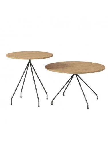 Conjunto de 2 mesas de centro redondas em madeira e metal preto SPUTNIK - TAKE ME HOME