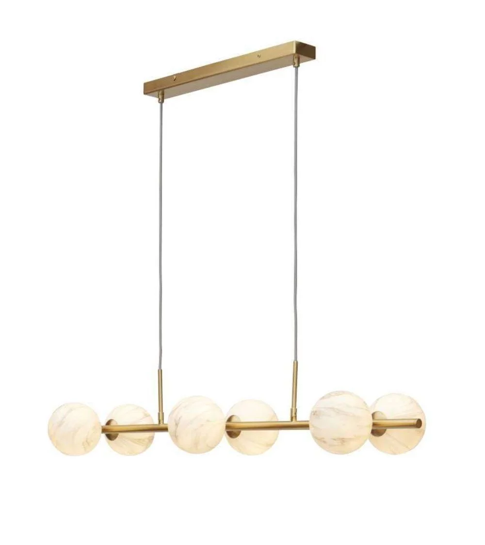 Long gold and marble pendant 6 globes CARRARA - IT'S ABOUT ROMI