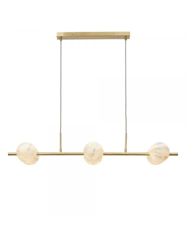Lange gouden en marmeren design hanglamp 6 globes CARRARA - IT'S ABOUT ROMI
