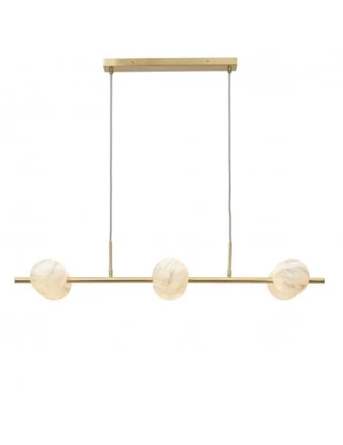 Lange gouden en marmeren design hanglamp 6 globes CARRARA - IT'S ABOUT ROMI