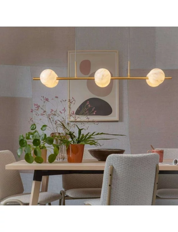 Long gold and marble design suspension 6 globes CARRARA - IT'S ABOUT ROMI