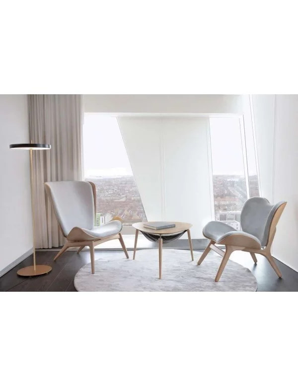Scandinavische design fauteuil A CONVERSATION PIECE - LICHT eiken grijze stof