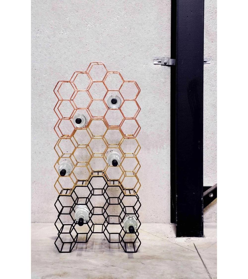 Casier à bouteilles PICO 15 - XL BOOM DESIGN NID d'abeilles metal laiton