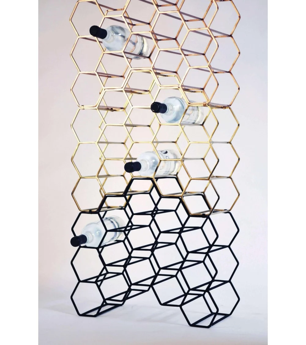 Bottle rack PICO 15 - XL BOOM DESIGN Honeycomb brass metal