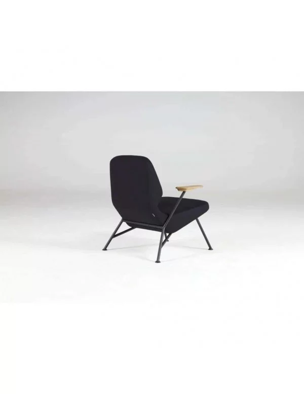 Design armchair in metal fabric with wood armrests OBLIQUE prostoria