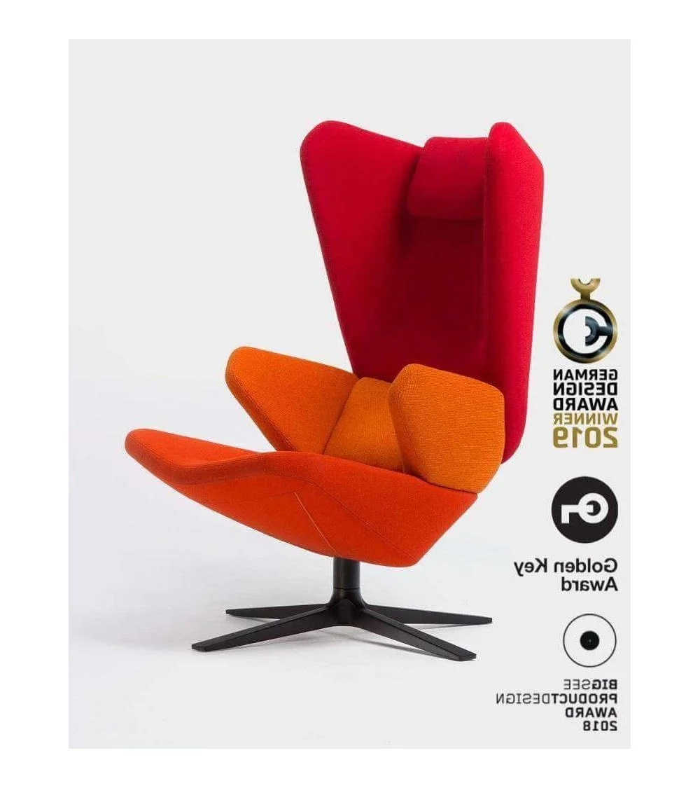 Contemporary design armchair in red fabric Lounge chair TRIFIDAE prostoria