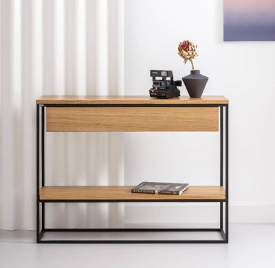 console de design com gaveta e prateleira skinny leve-me para casa